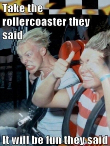 Scared Roller Coaster Guy Straining His Neck